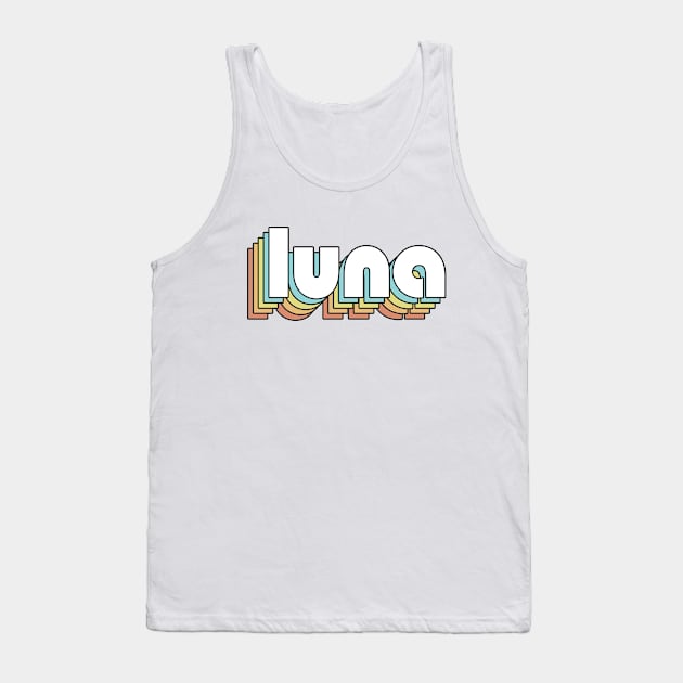 Luna - Retro Rainbow Typography Faded Style Tank Top by Paxnotods